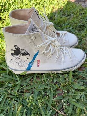 REY SNEAKERS SIZE 40 STAR WARS POZU WHITE TAN CREAM LIGHTSABER HIGH TOP SHOES